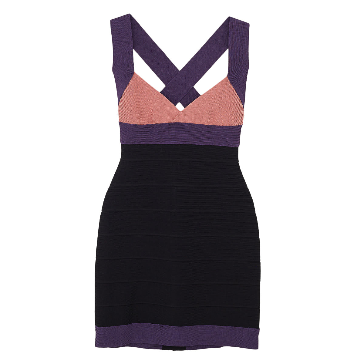 Vestido Herve Leger Preto Roxo e Rosa Tam. XXS