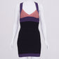 Vestido Herve Leger Preto Roxo e Rosa Tam. XXS