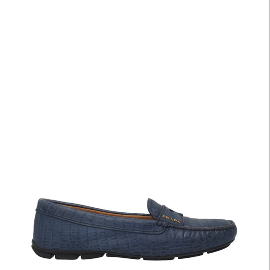 Mocassim Prada Couro Azul Tam. 38,5