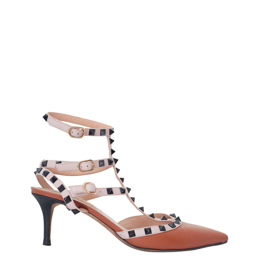 Sapato Valentino Rockstud Couro Marrom Tam. 39,5