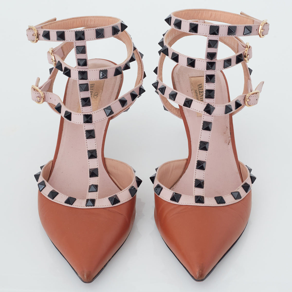 Sapato Valentino Rockstud Couro Marrom Tam. 39,5