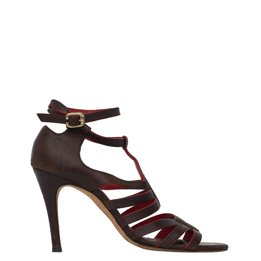 Sandália Carolina Herrera Couro Marrom Tam. 38