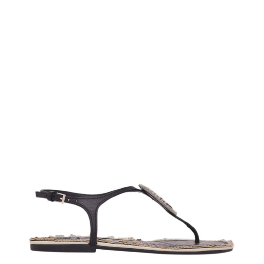 Rasteirinha Tory Burch Preta e Branco Tam. 34,5 Br