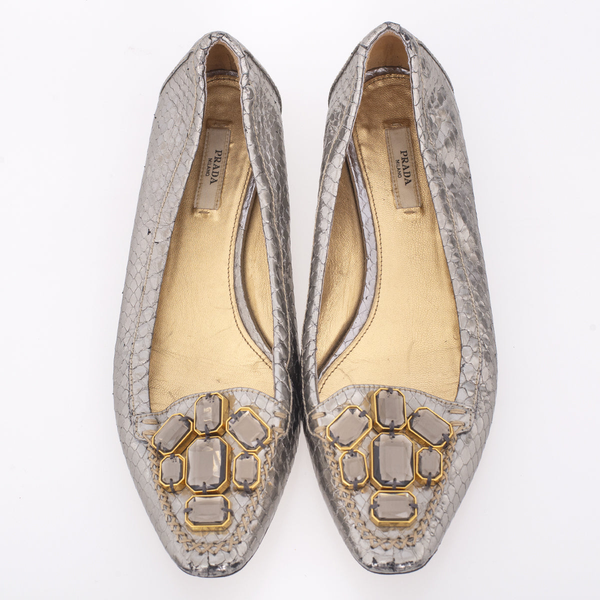 Sapatilha Prada Phytton Prateada com pedras tam. 39,5
