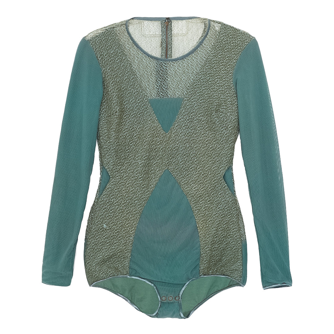 Body Paula Raia Verde c/ Detalhe em Renda Tam.P