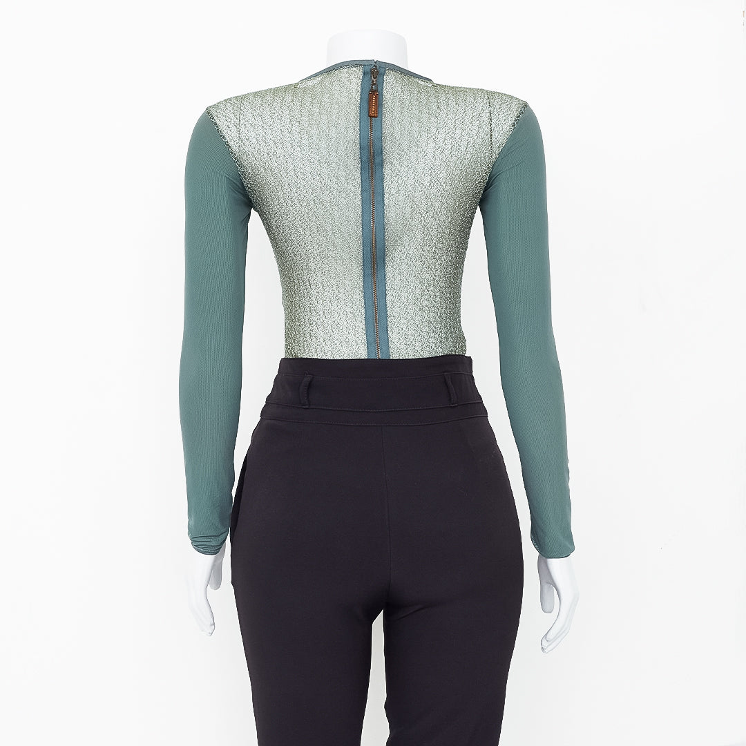 Body Paula Raia Verde c/ Detalhe em Renda Tam.P