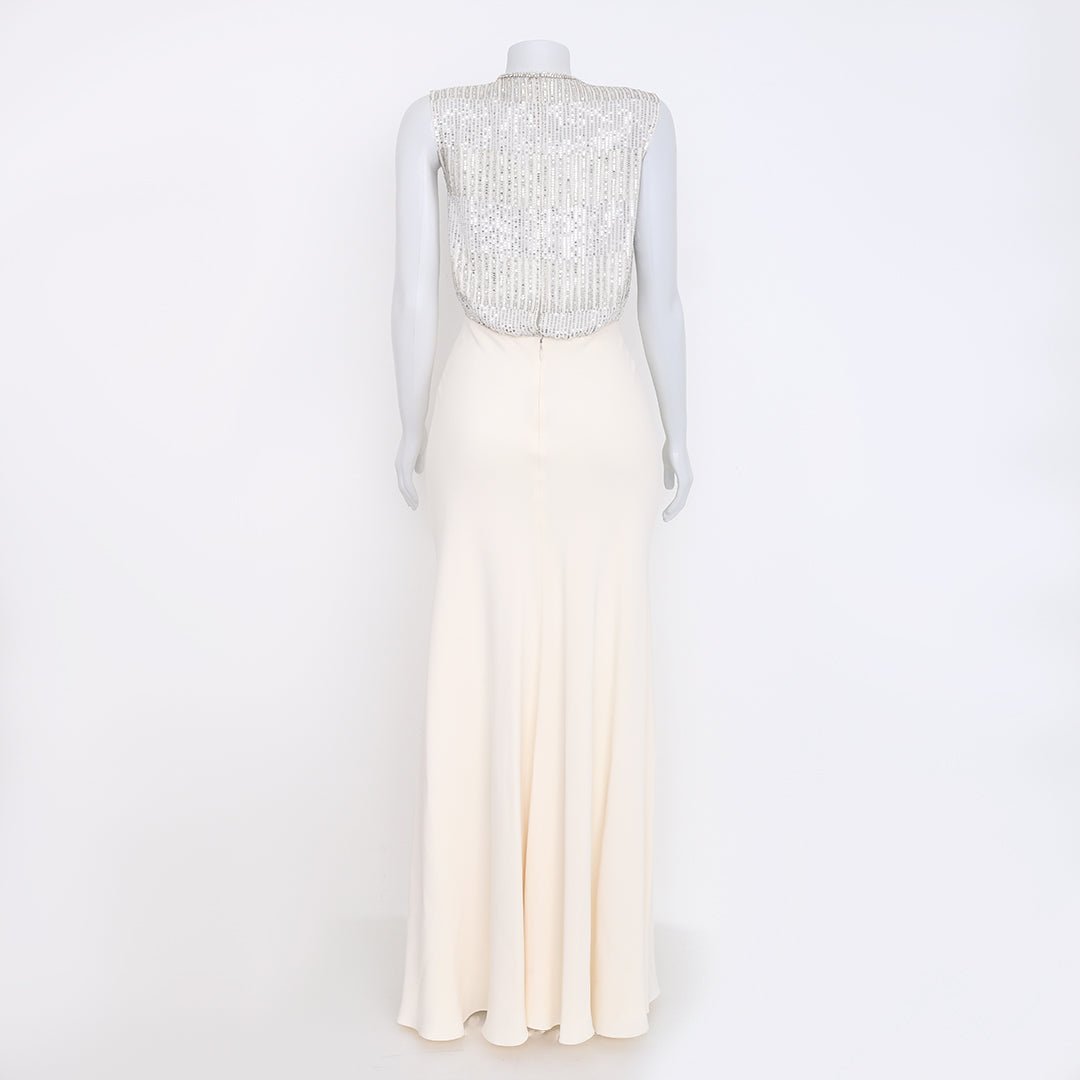 Vestido Christian Dior Creme c/ Paetê Tam.38