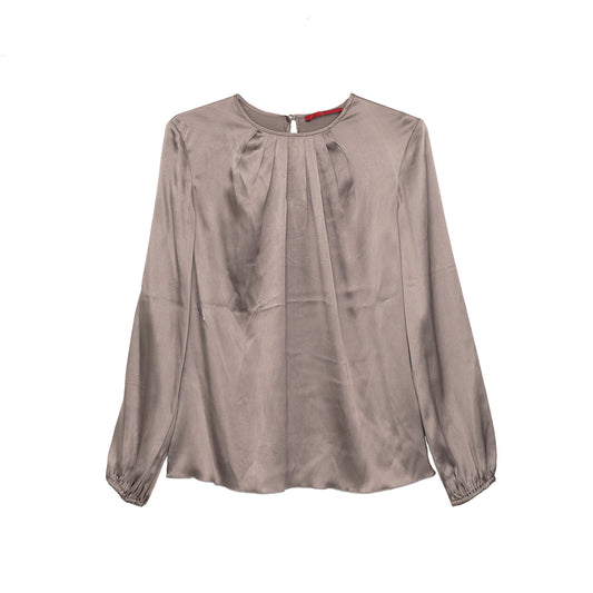 Blusa Carolina Herrera em Cetim Cinza Tam. 4