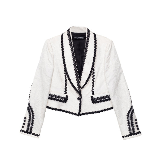 Blazer Dolce & Gabbanna Branco com Aplicações Pretas Tam. 44