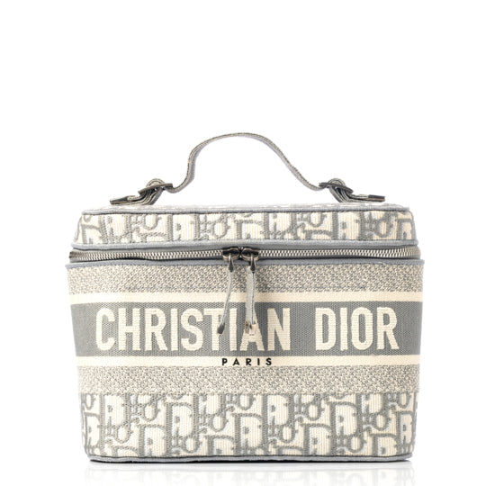 Frasqueira Christian Dior Travel Vanity Case Gray Dior Oblique Embroidery