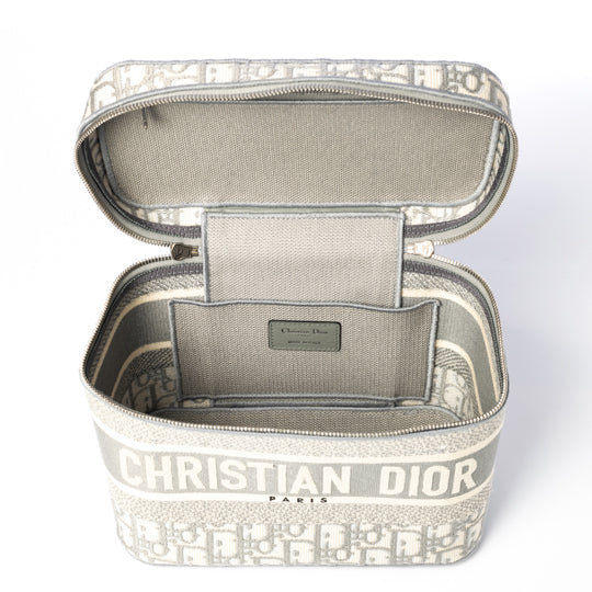 Frasqueira Christian Dior Travel Vanity Case Gray Dior Oblique Embroidery