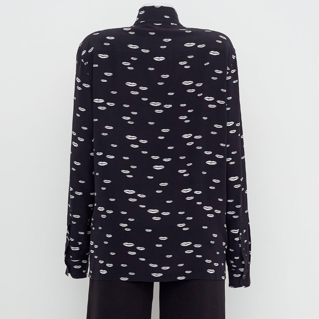 Camisa Prada Preta Estampada Tam.44