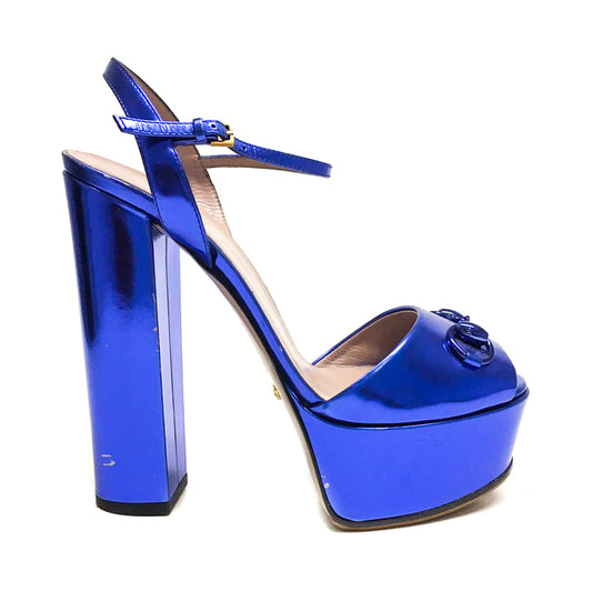 Sandália Gucci Claudie azul Tam. 37,5