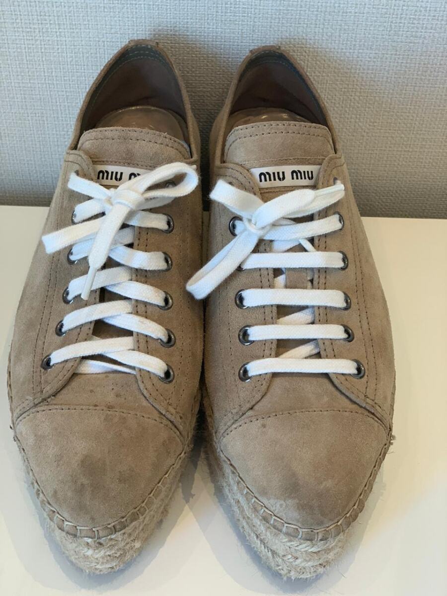 Tênis Miu Miu Bege Plataforma Tam. 40