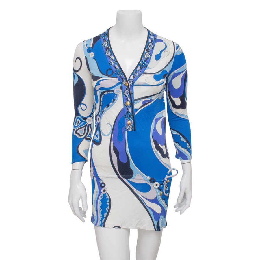 Vestido Emilio Pucci Azul e Branco Tam. 40