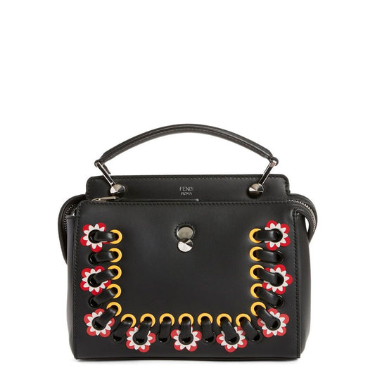 Bolsa Fendi Dotcom Preta com Flores
