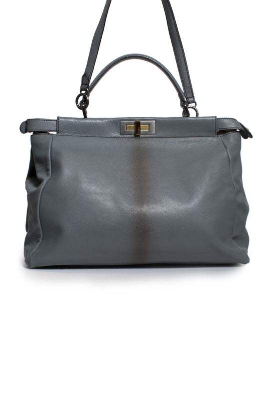 Bolsa Fendi Peekaboo azul com python interno