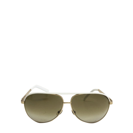 Óculos Gucci Branco Aviador com Dourado