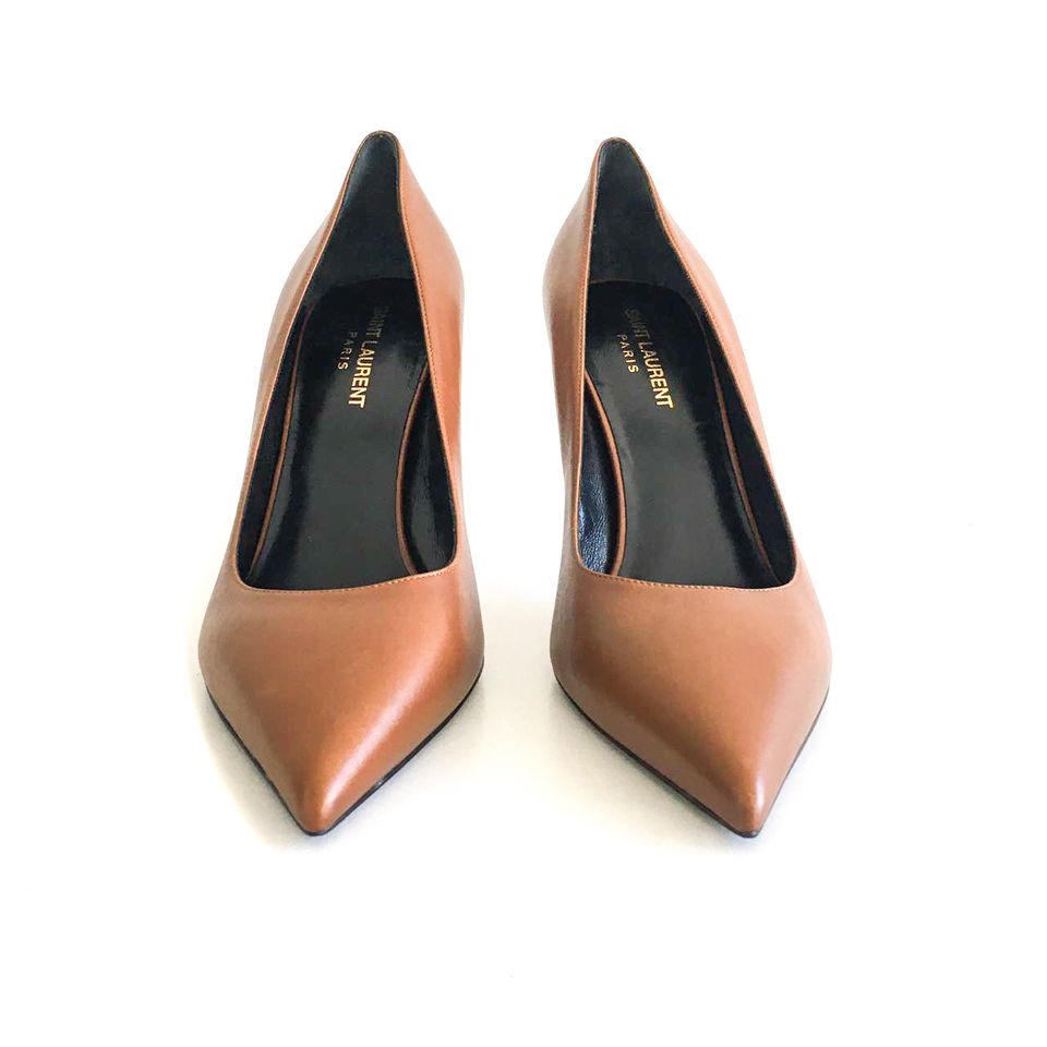 Scarpin Saint Laurent Couro Canela Tam. 39,5
