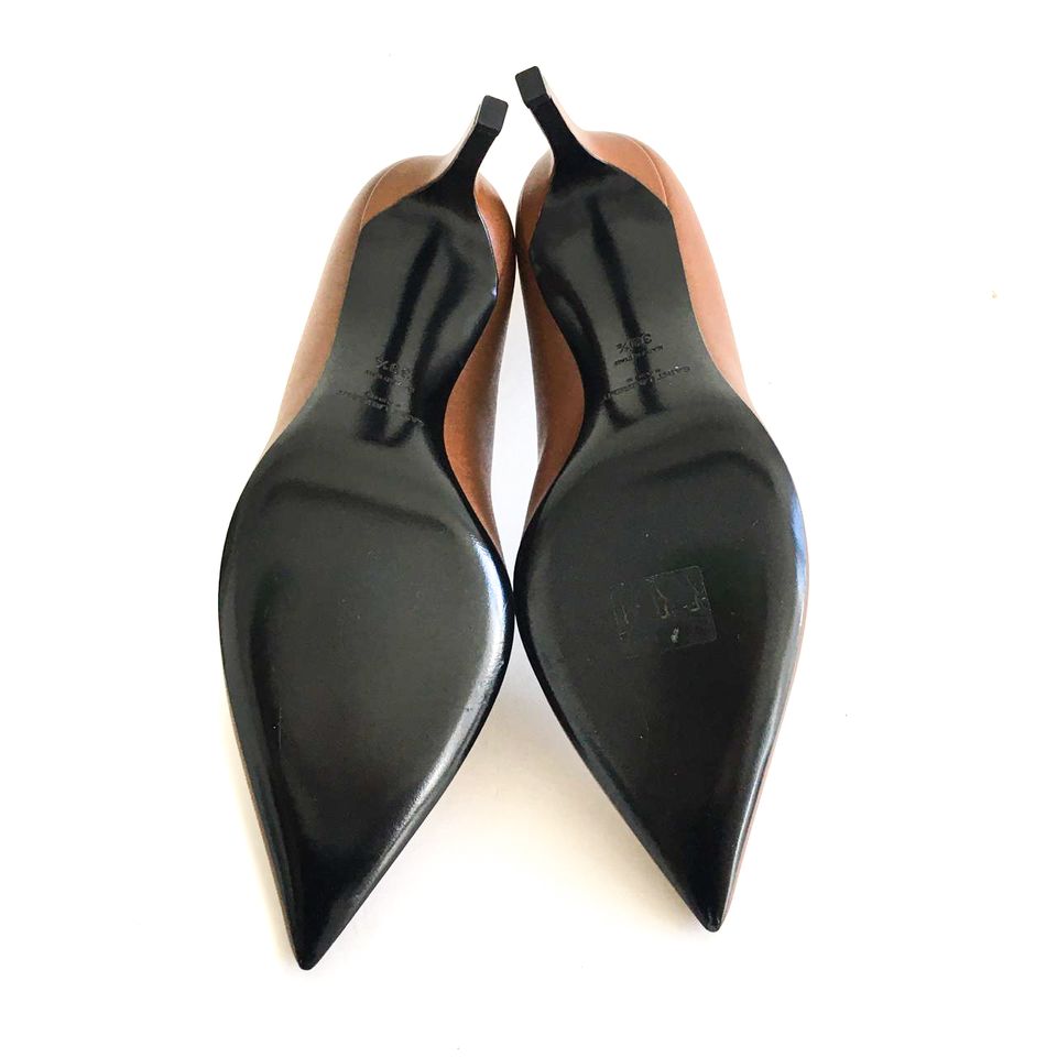 Scarpin Saint Laurent Couro Canela Tam. 39,5