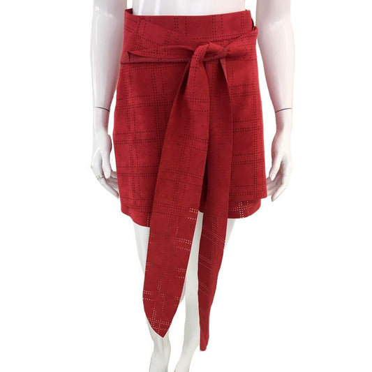 Shorts Saia Paula Raia Suede Vermelha Tam. 38