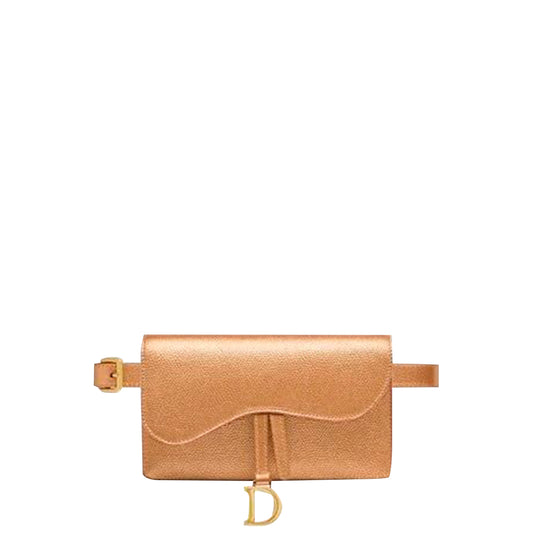 Bolsa e Pochete Christian Dior Saddle Dourada Pequeno