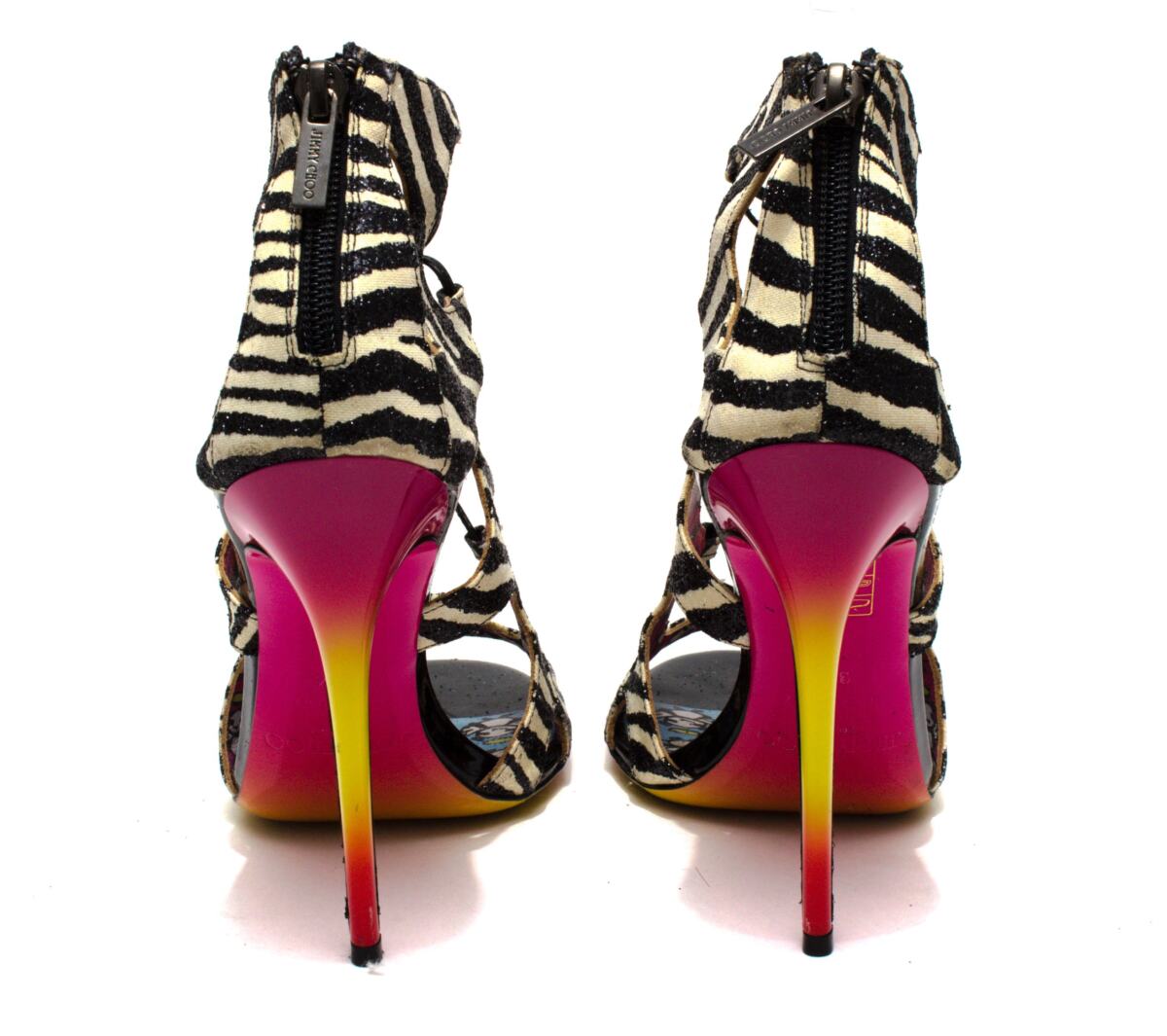 Sandalia Jimmy Choo Animal Print e Glitter Tam. 38,5