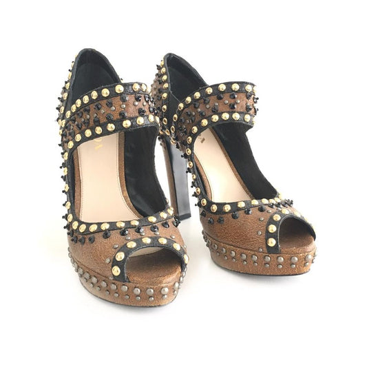 Sandália Prada Marrom Com Aplicações Tam. 38