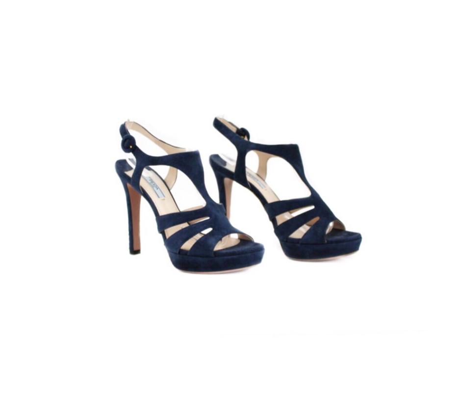Sandália Prada Azul Camurça Tam. 36,5 Br