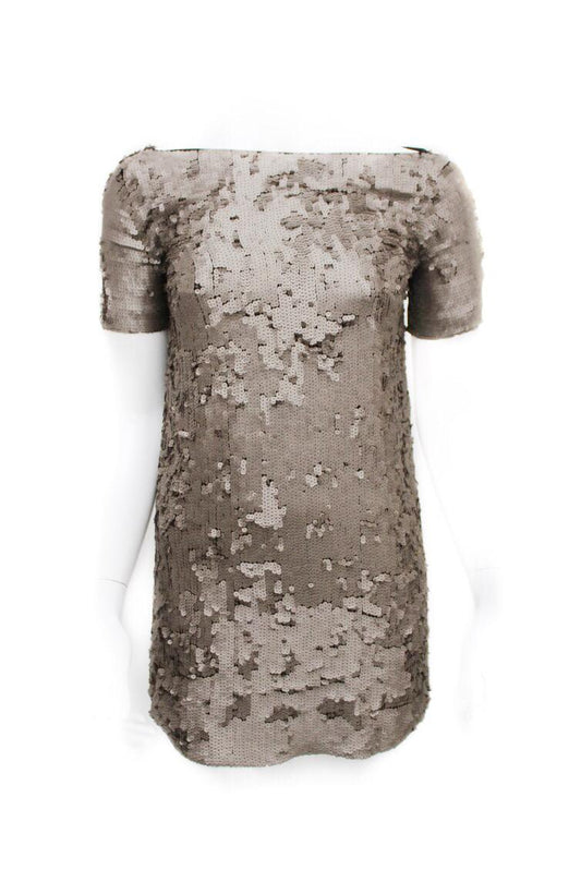 Vestido NK Store Paetê Marrom Tam. 36